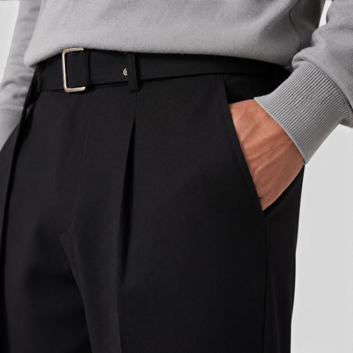 Men's Casual Wool Blend Suit Pants with Detachable Belt
