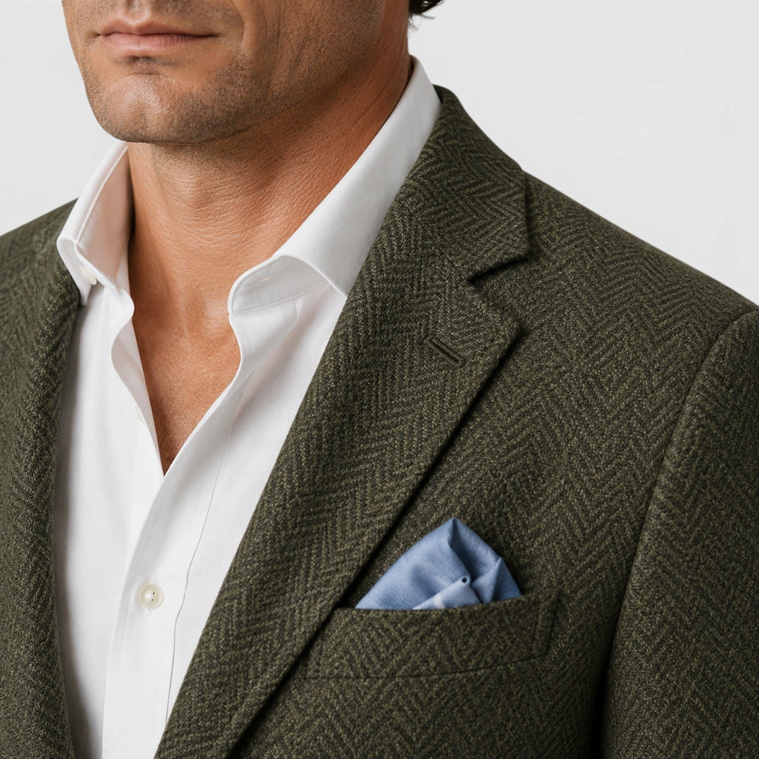 Men's Tailored Single-Breasted Wool Blazer