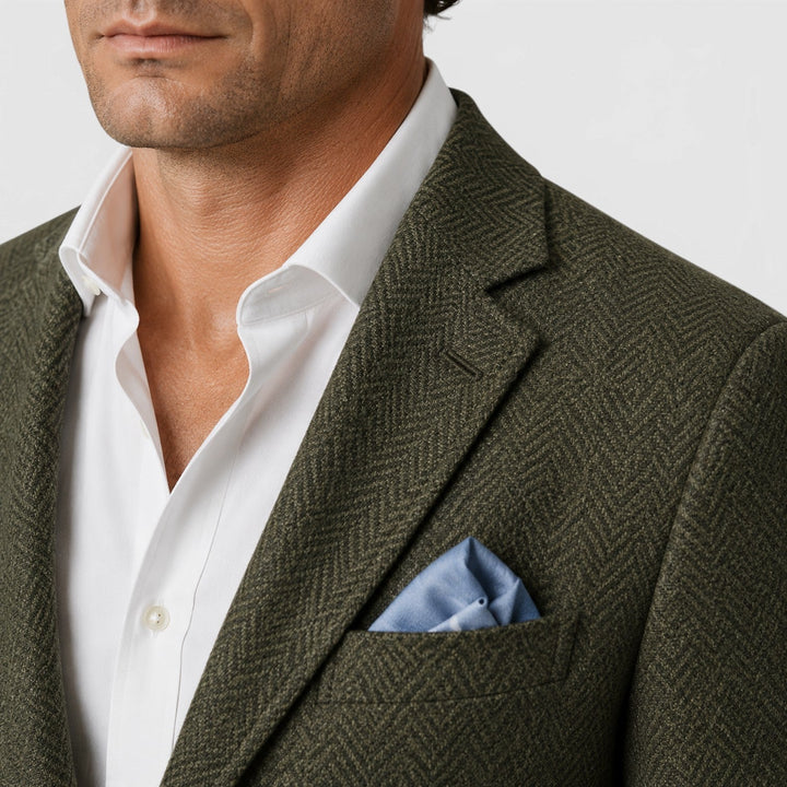 Men's Tailored Single-Breasted Wool Blazer
