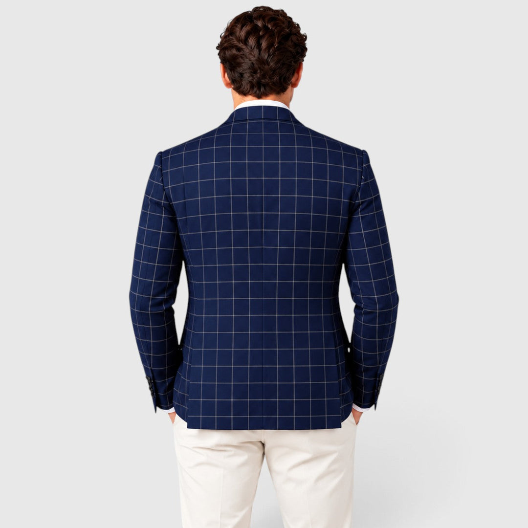 Men's Tailored Windowpane Wool Blazer