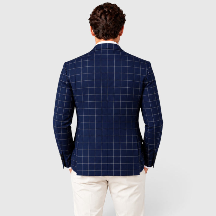 Men's Tailored Windowpane Wool Blazer