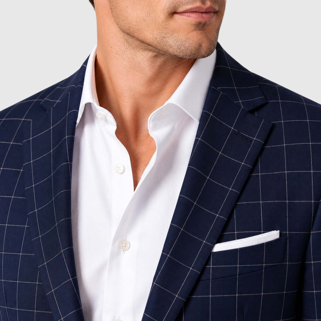 Men's Tailored Windowpane Wool Blazer