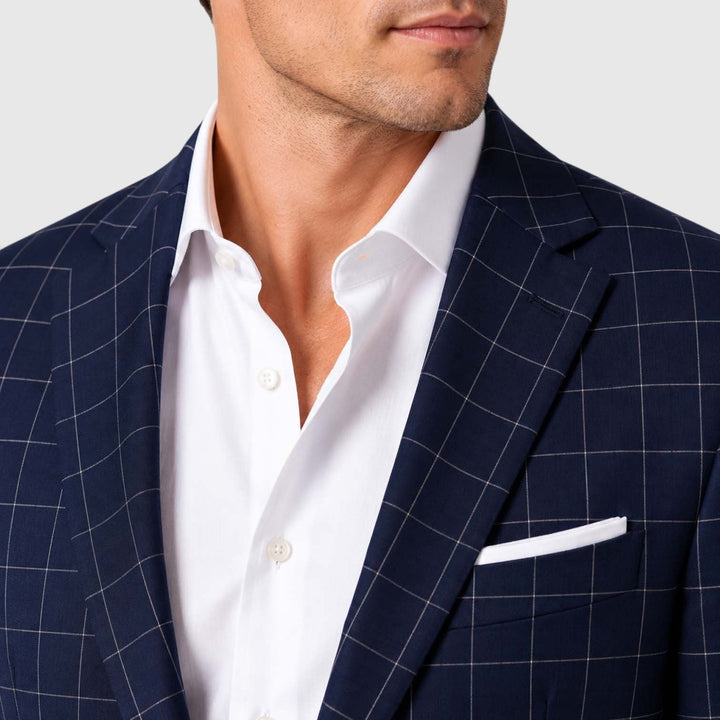 Men's Tailored Windowpane Wool Blazer