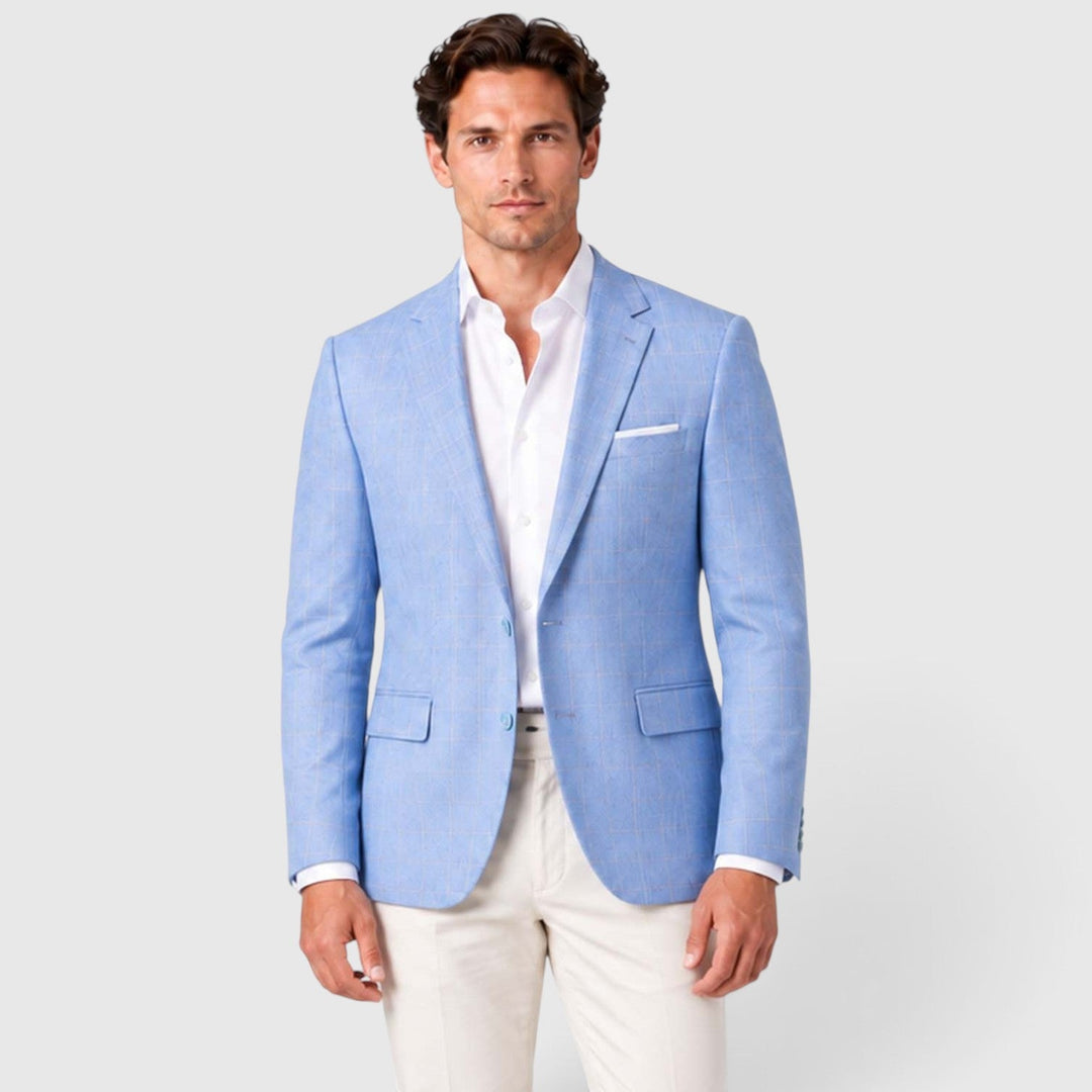 Men's Tailored Windowpane Wool Blazer