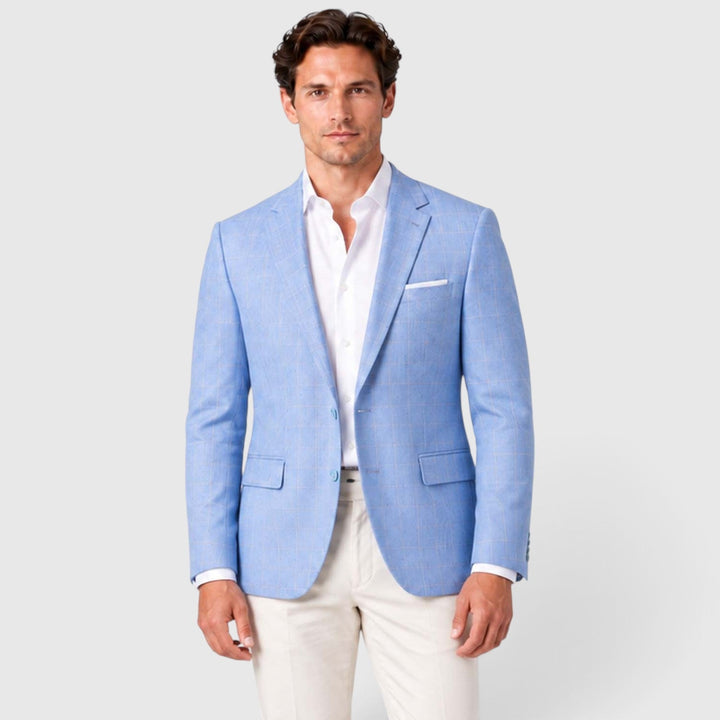 Men's Tailored Windowpane Wool Blazer