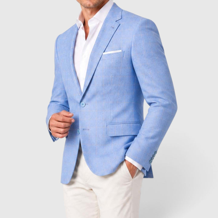 Men's Tailored Windowpane Wool Blazer