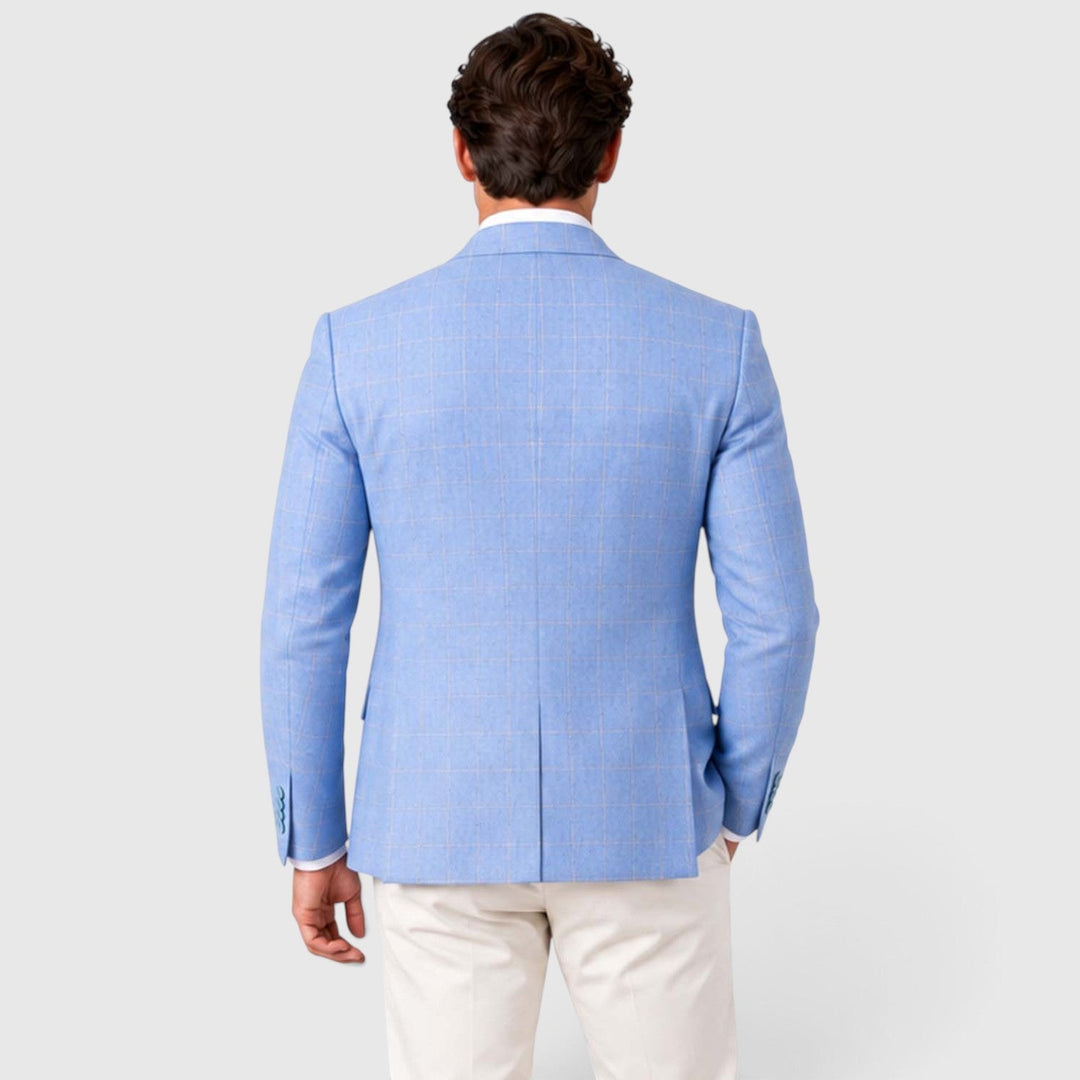 Men's Tailored Windowpane Wool Blazer