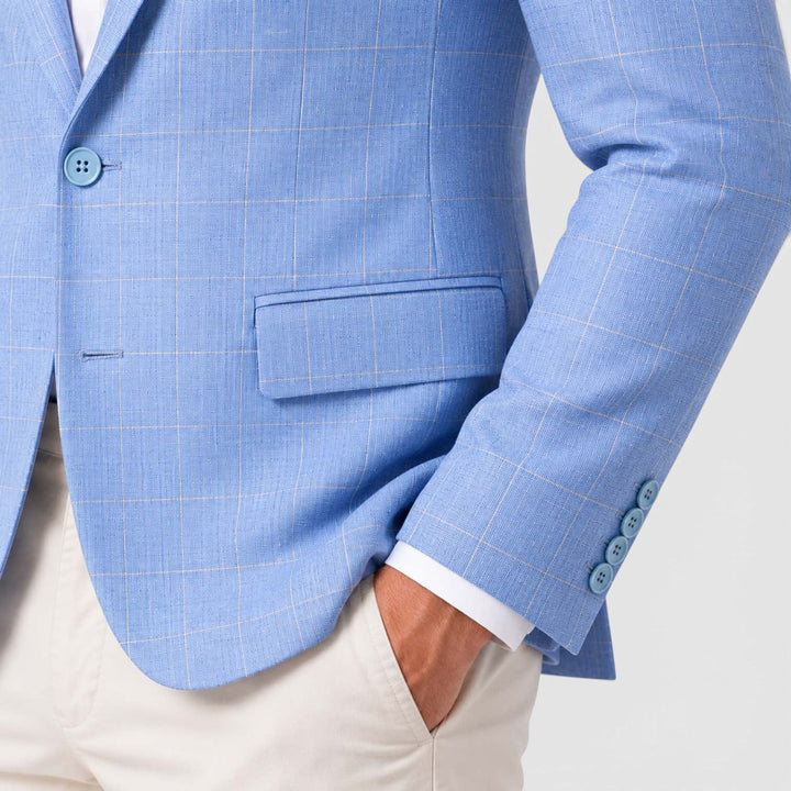 Men's Tailored Windowpane Wool Blazer