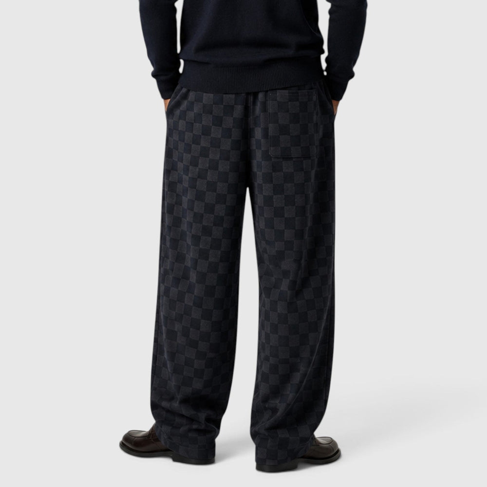 Men's Casual Textured Checkered Wide Leg Sweatpants