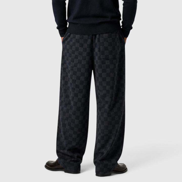 Men's Casual Textured Checkered Wide Leg Sweatpants
