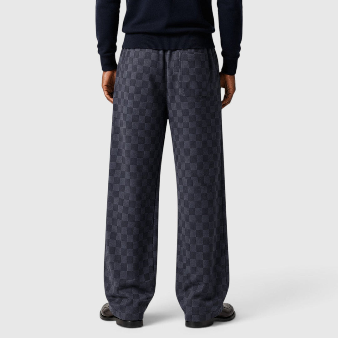 Men's Casual Textured Checkered Wide Leg Sweatpants