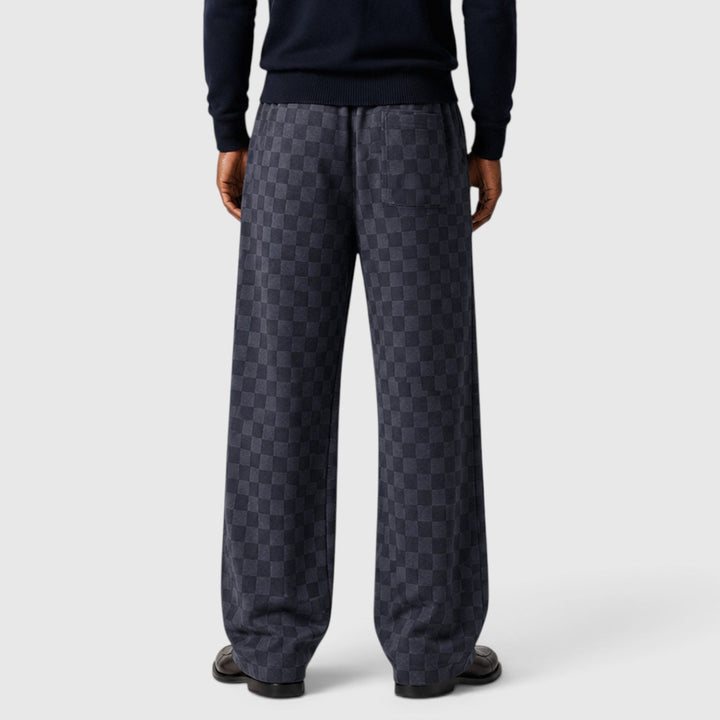 Men's Casual Textured Checkered Wide Leg Sweatpants
