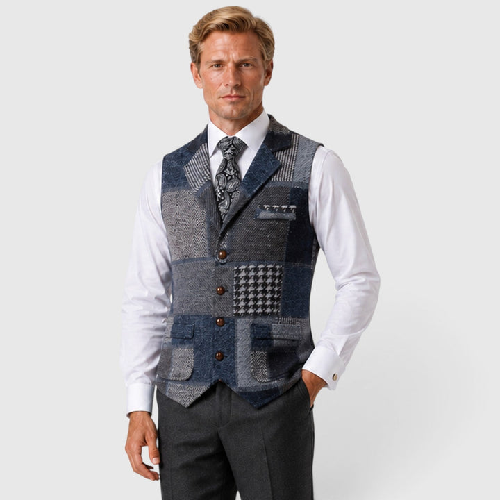 Men's Classic Tweed Checked Waistcoat Vest