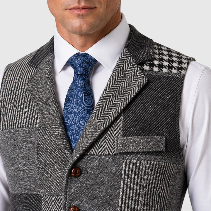 Men's Classic Tweed Checked Waistcoat Vest