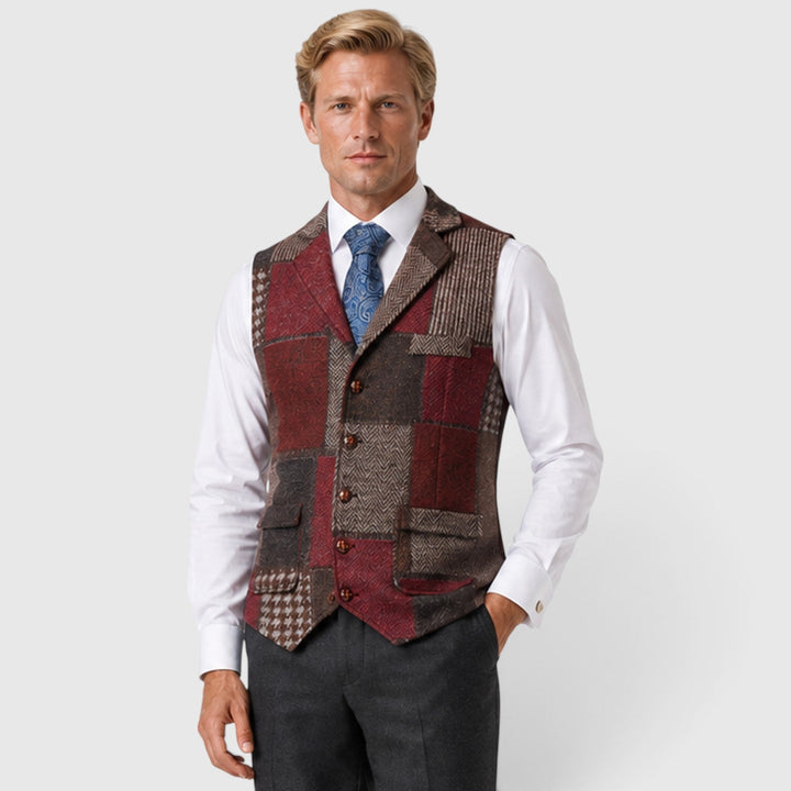 Men's Classic Tweed Checked Waistcoat Vest