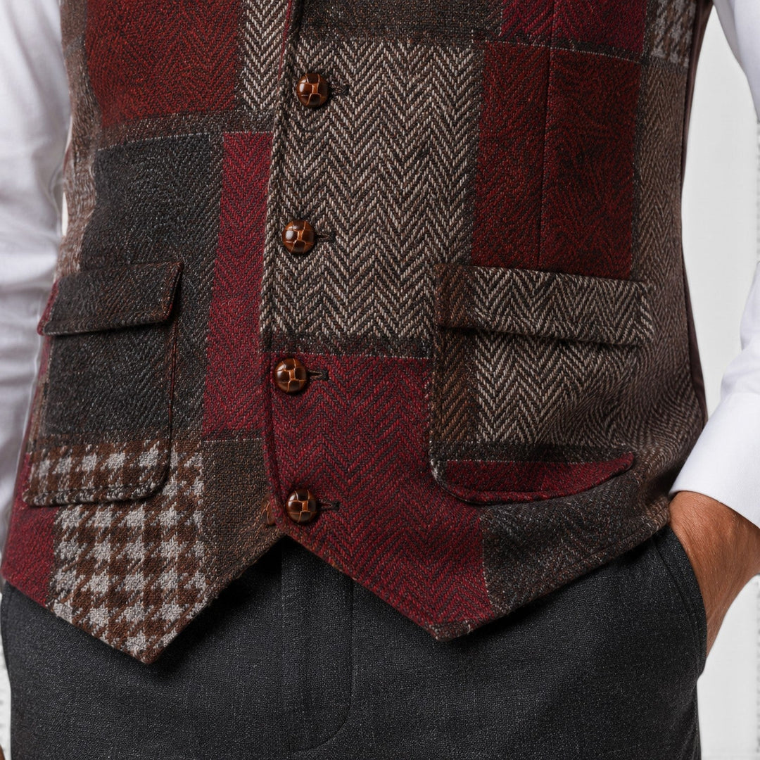 Men's Classic Tweed Checked Waistcoat Vest