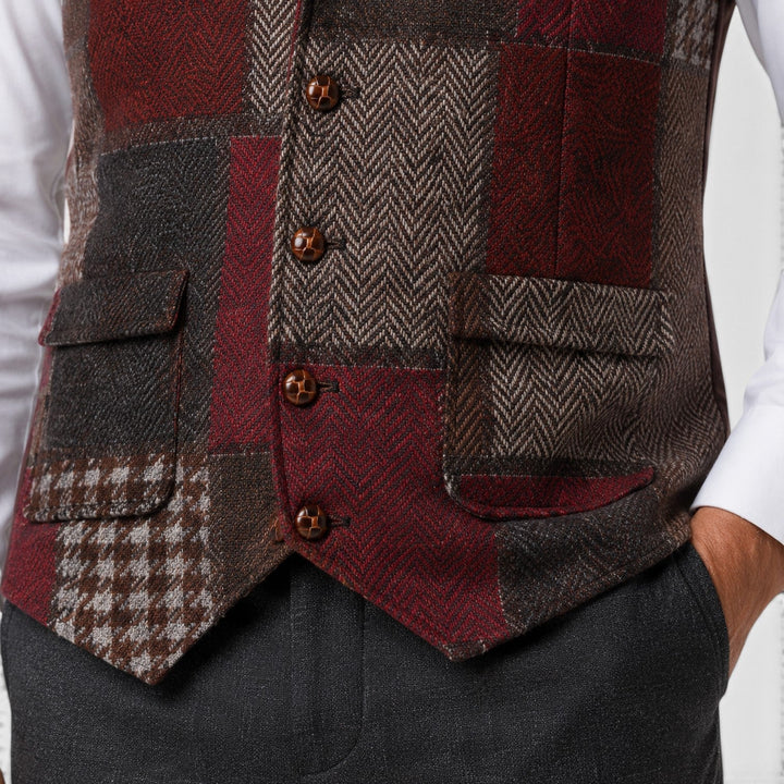 Men's Classic Tweed Checked Waistcoat Vest