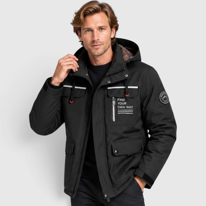 Men's Vintage Hooded Multi-Pocket Windbreaker Jacket