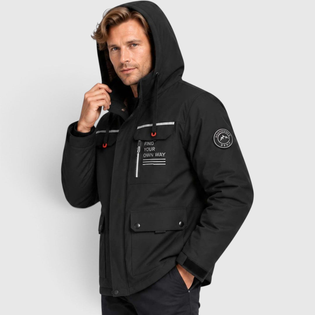 Men's Vintage Hooded Multi-Pocket Windbreaker Jacket
