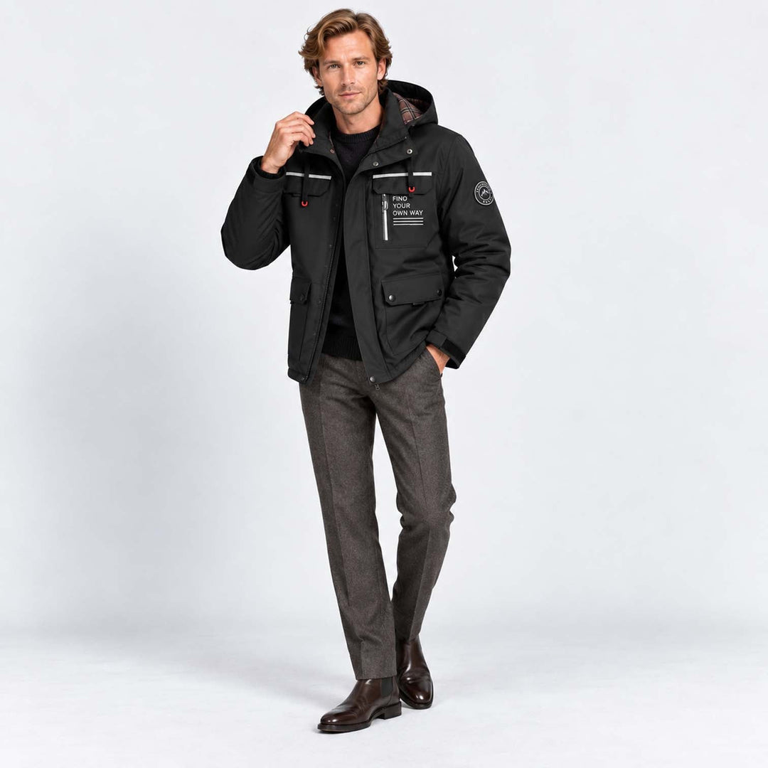 Men's Vintage Hooded Multi-Pocket Windbreaker Jacket