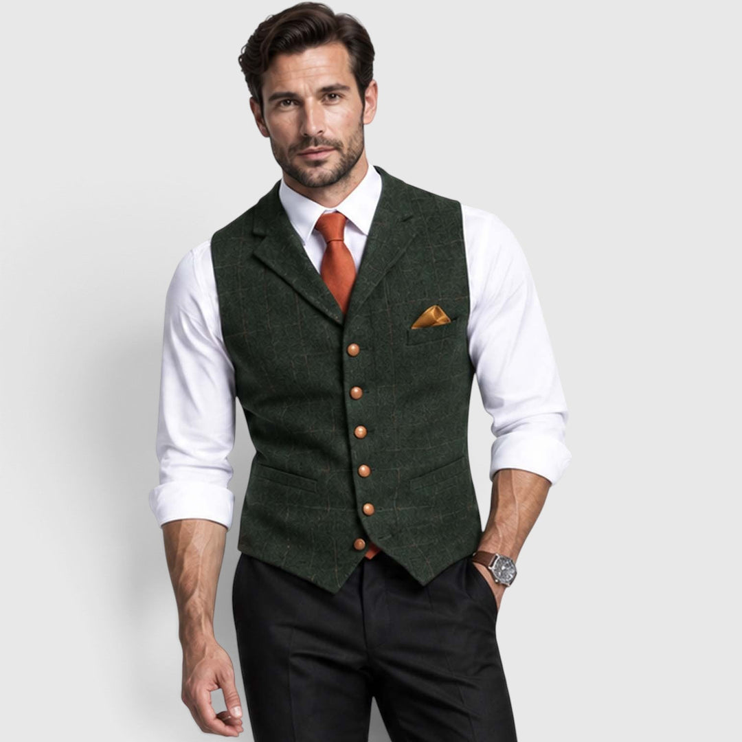 Men's Vintage Tailored Button-Up Waistcoat Vest