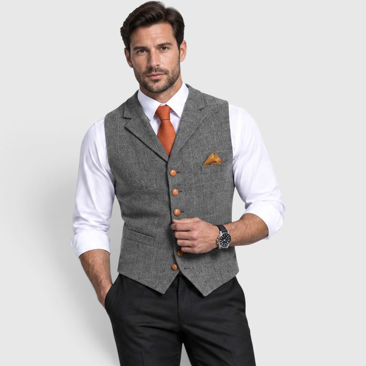 Men's Vintage Tailored Button-Up Waistcoat Vest