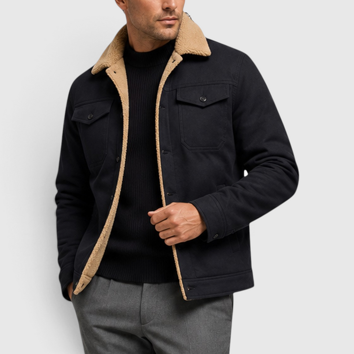 Men's Casual Warm Lined Borg Collar Jacket