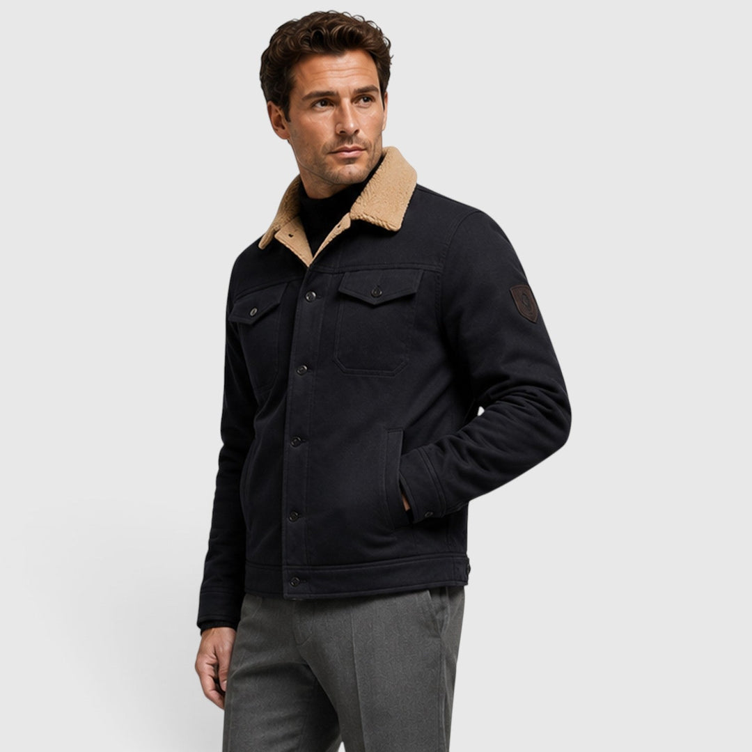 Men's Casual Warm Lined Borg Collar Jacket