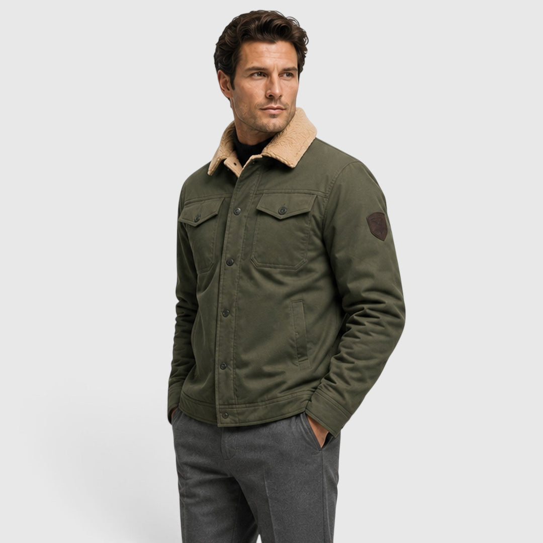 Men's Casual Warm Lined Borg Collar Jacket