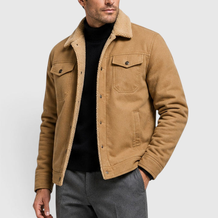 Men's Casual Warm Lined Borg Collar Jacket