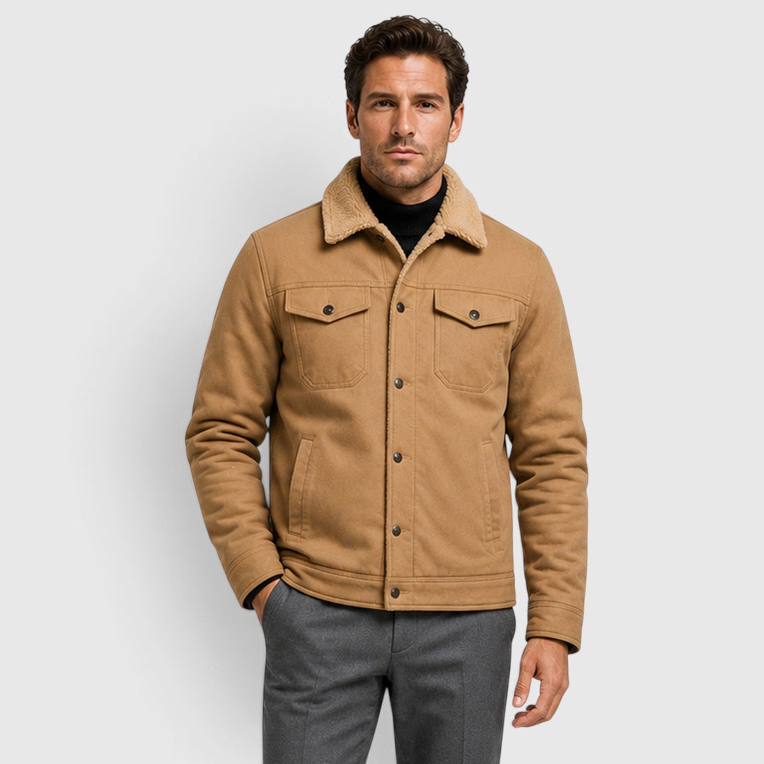 Men's Casual Warm Lined Borg Collar Jacket