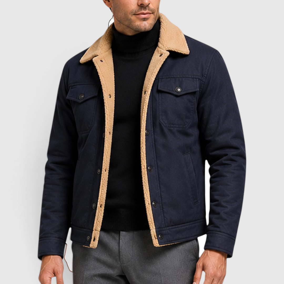 Men's Casual Warm Lined Borg Collar Jacket