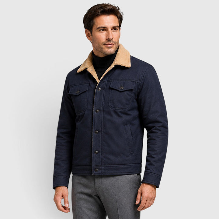 Men's Casual Warm Lined Borg Collar Jacket