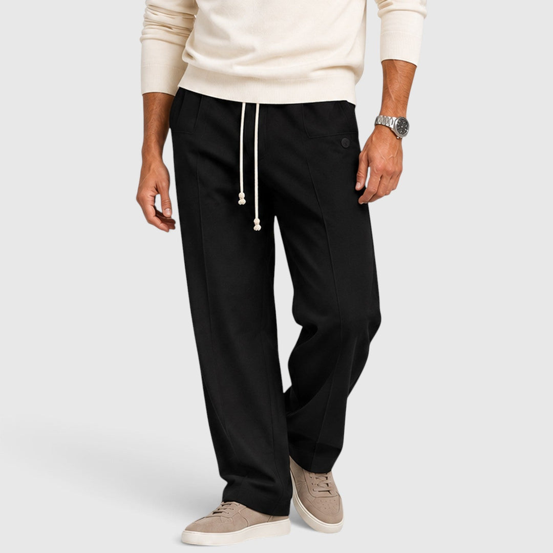 Men's Casual Wide Leg Drawstring Cotton Trousers