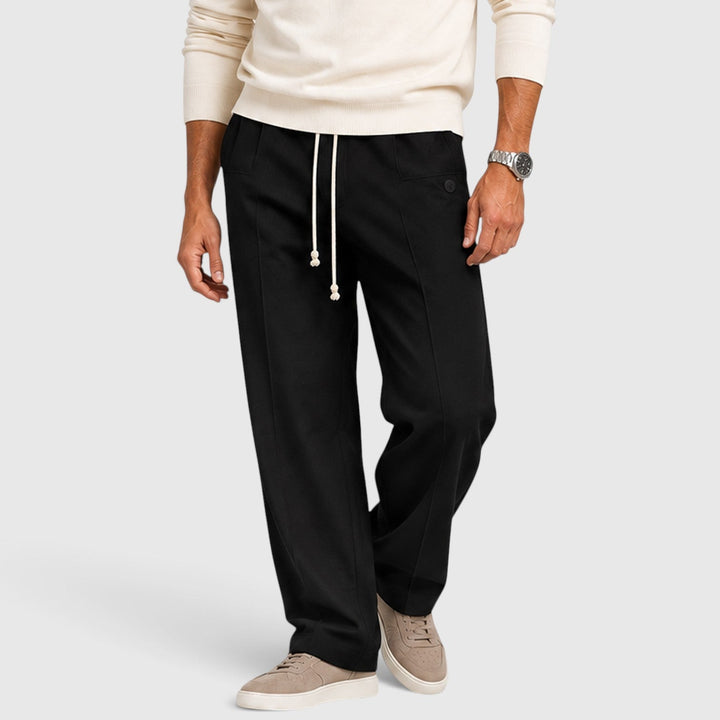 Men's Casual Wide Leg Drawstring Cotton Trousers