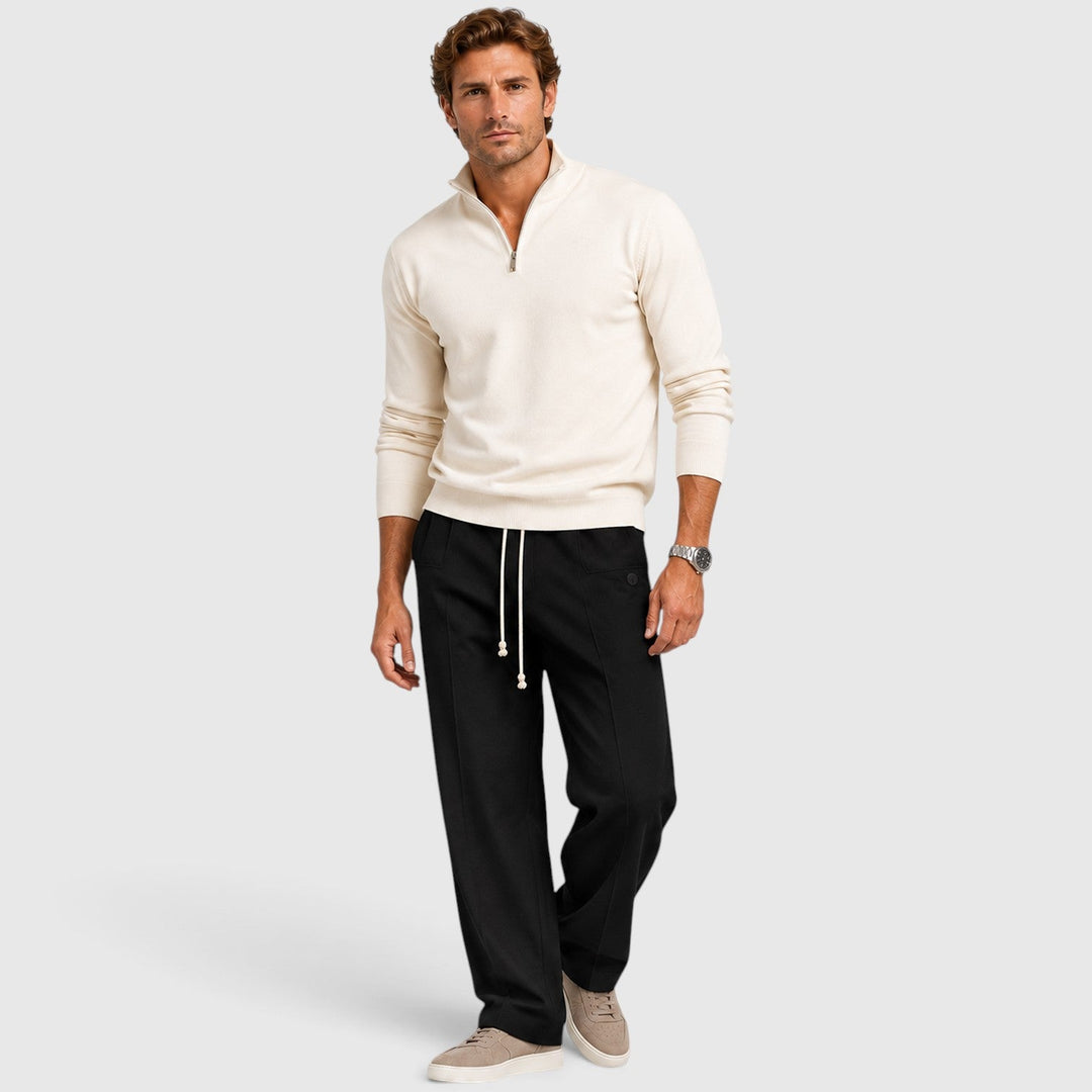 Men's Casual Wide Leg Drawstring Cotton Trousers