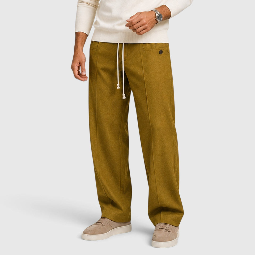 Men's Casual Wide Leg Drawstring Cotton Trousers