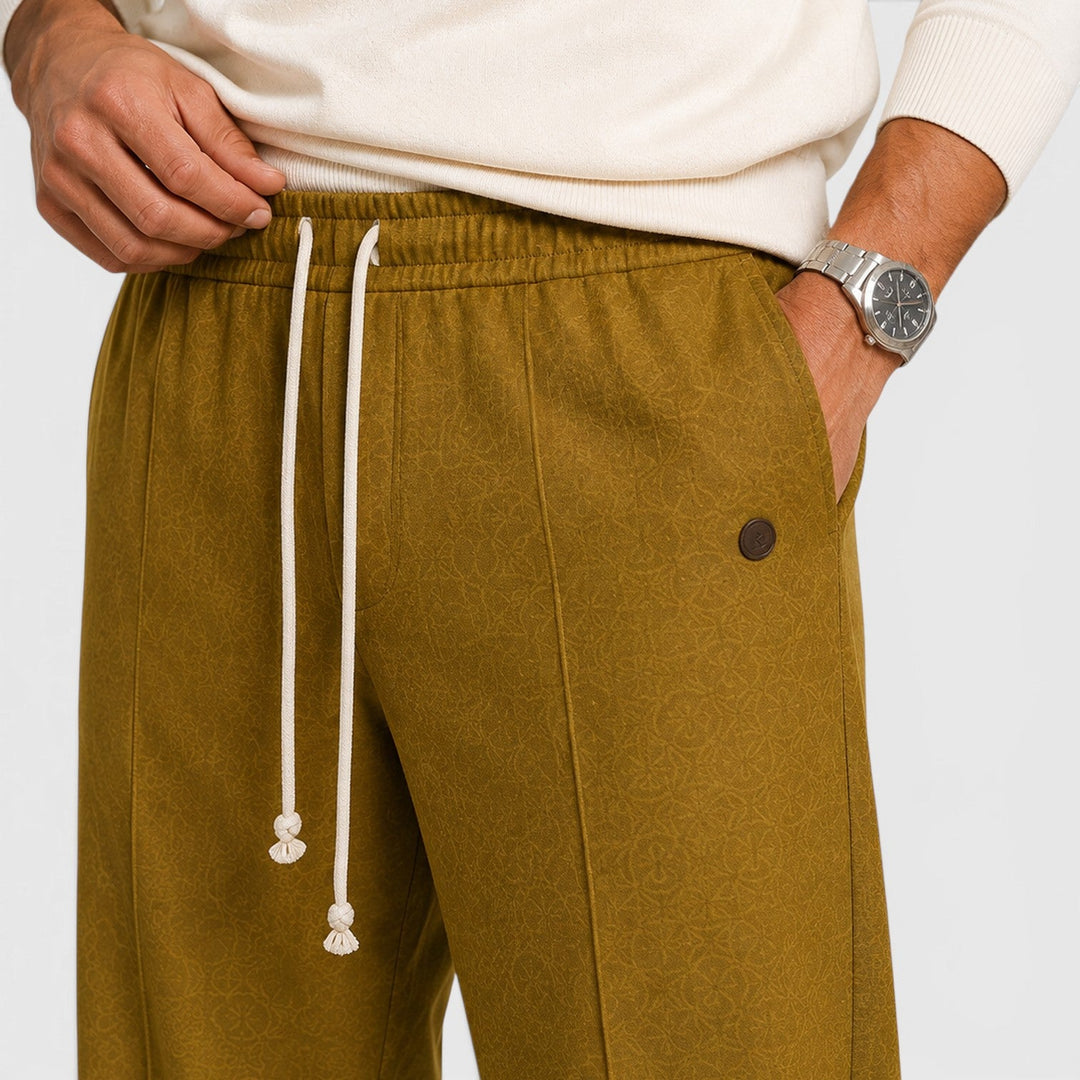 Men's Casual Wide Leg Drawstring Cotton Trousers