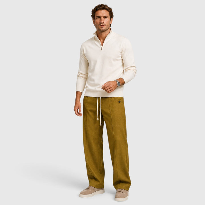 Men's Casual Wide Leg Drawstring Cotton Trousers