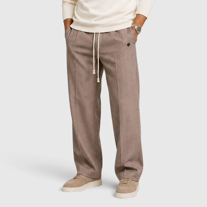 Men's Casual Wide Leg Drawstring Cotton Trousers