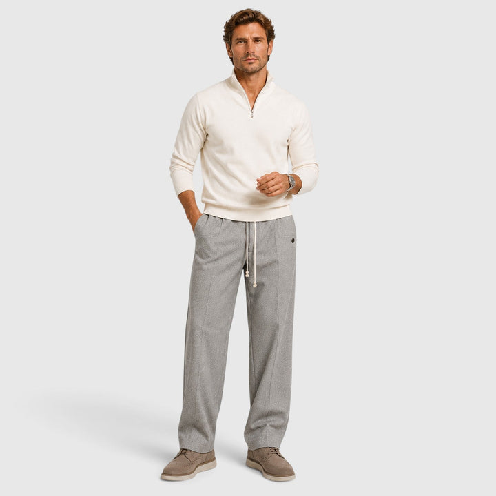 Men's Casual Wide Leg Drawstring Cotton Trousers