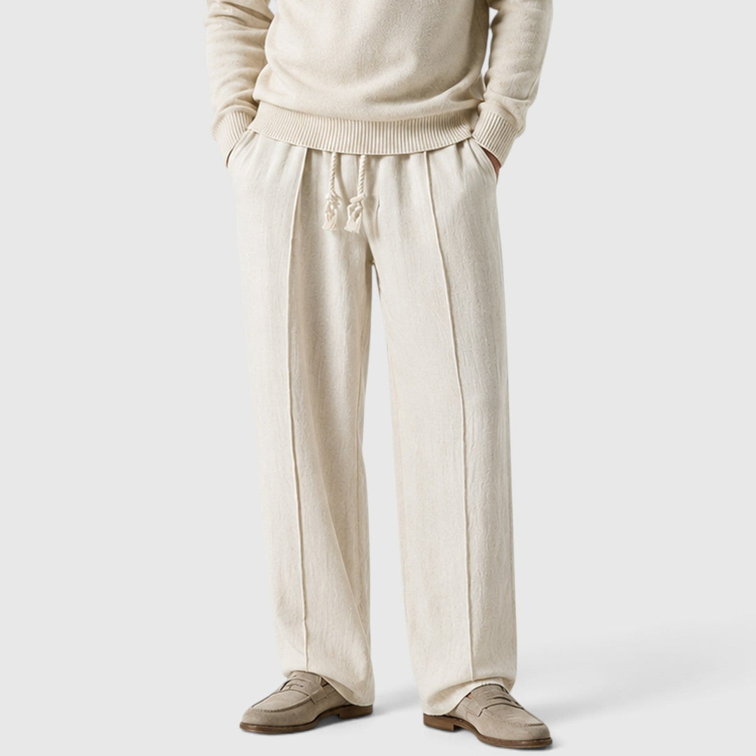 Men's Casual Cotton Blend Wide Leg Sweatpants with Drawstring Waist