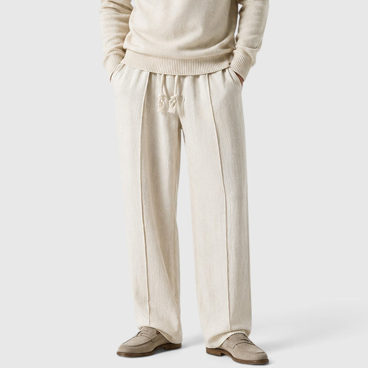 Men's Casual Cotton Blend Wide Leg Sweatpants with Drawstring Waist