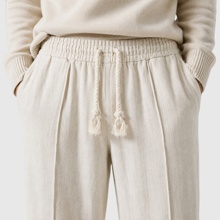Men's Casual Cotton Blend Wide Leg Sweatpants with Drawstring Waist