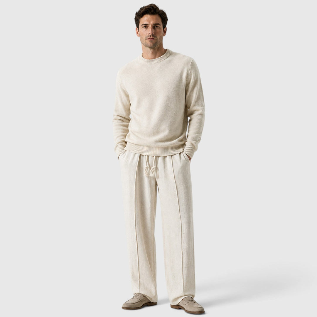 Men's Casual Cotton Blend Wide Leg Sweatpants with Drawstring Waist