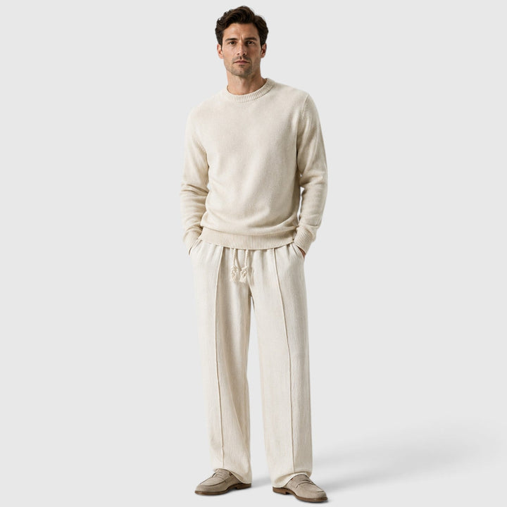 Men's Casual Cotton Blend Wide Leg Sweatpants with Drawstring Waist
