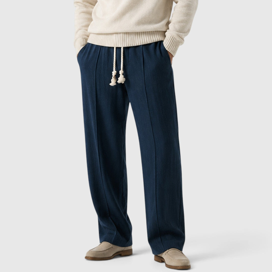 Men's Casual Cotton Blend Wide Leg Sweatpants with Drawstring Waist