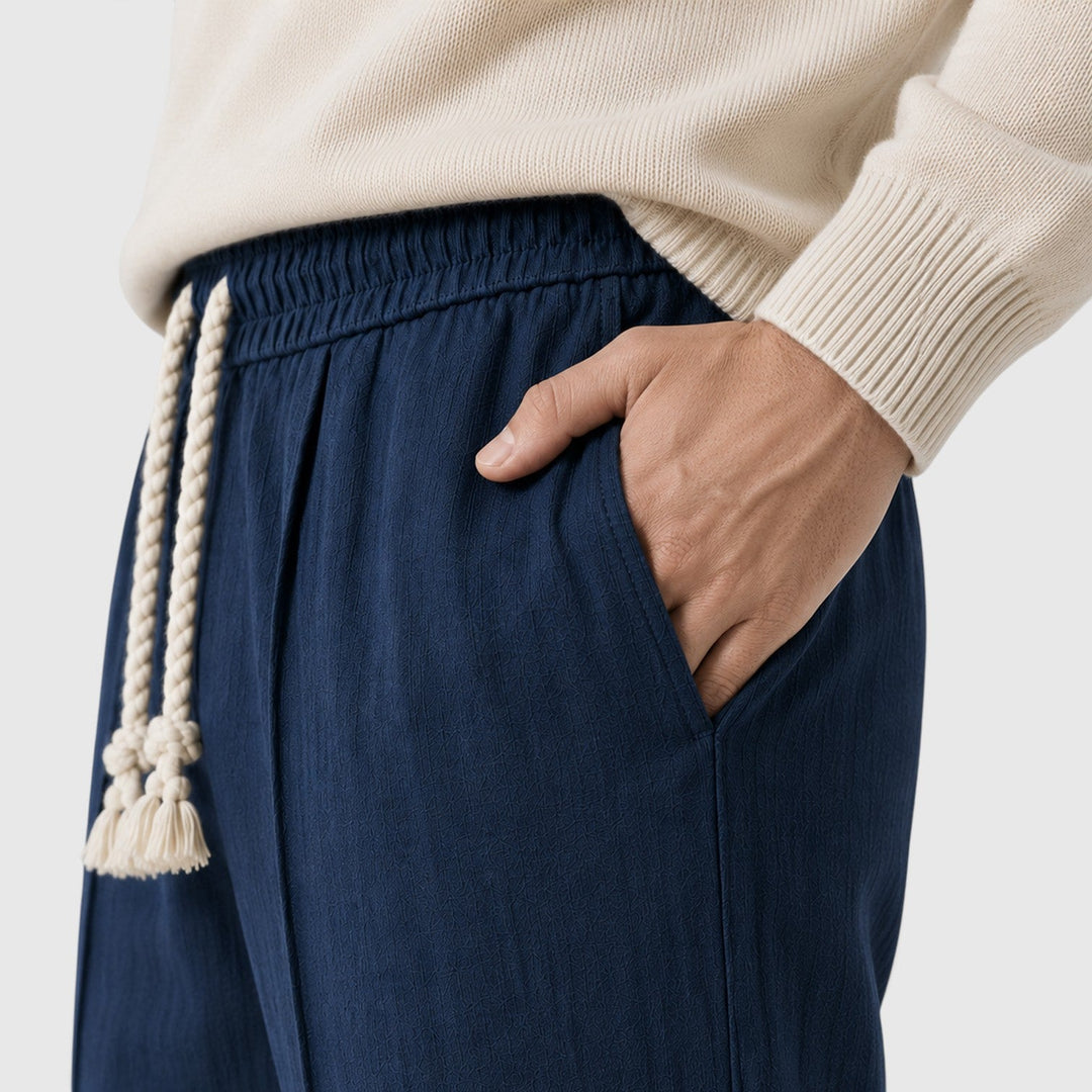 Men's Casual Cotton Blend Wide Leg Sweatpants with Drawstring Waist