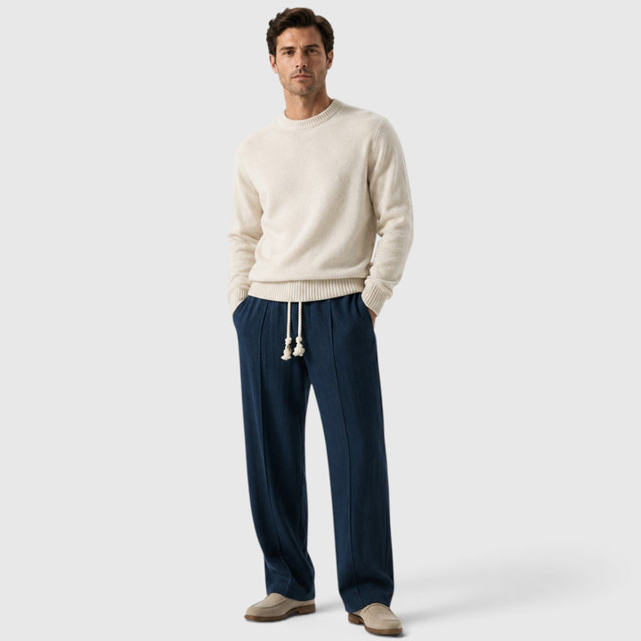 Men's Casual Cotton Blend Wide Leg Sweatpants with Drawstring Waist