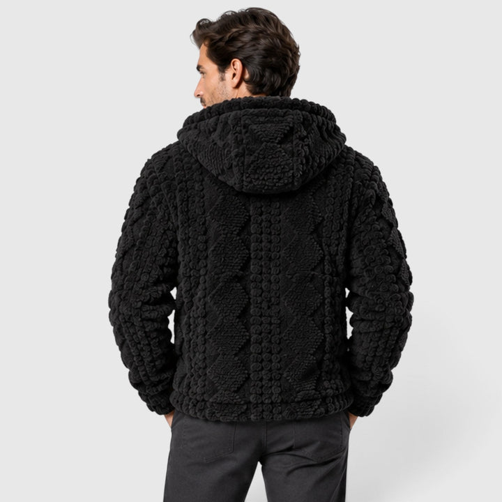 Men's Windproof Fleece Hooded Jacket with Full Zip